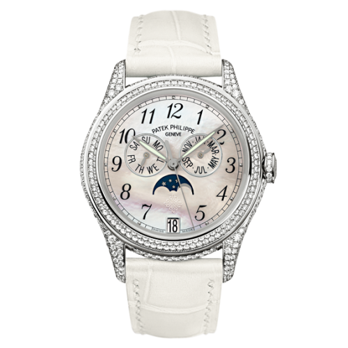 AAA Replica Patek Philippe Annual Calendar White Gold Diamond White Mother of Pearl Watch 4937G-001